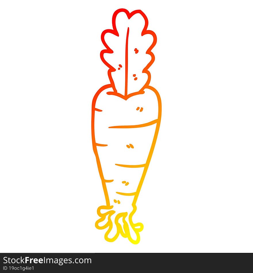 warm gradient line drawing of a cartoon carrot