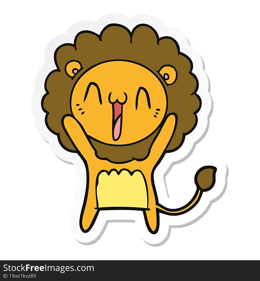 sticker of a happy cartoon lion