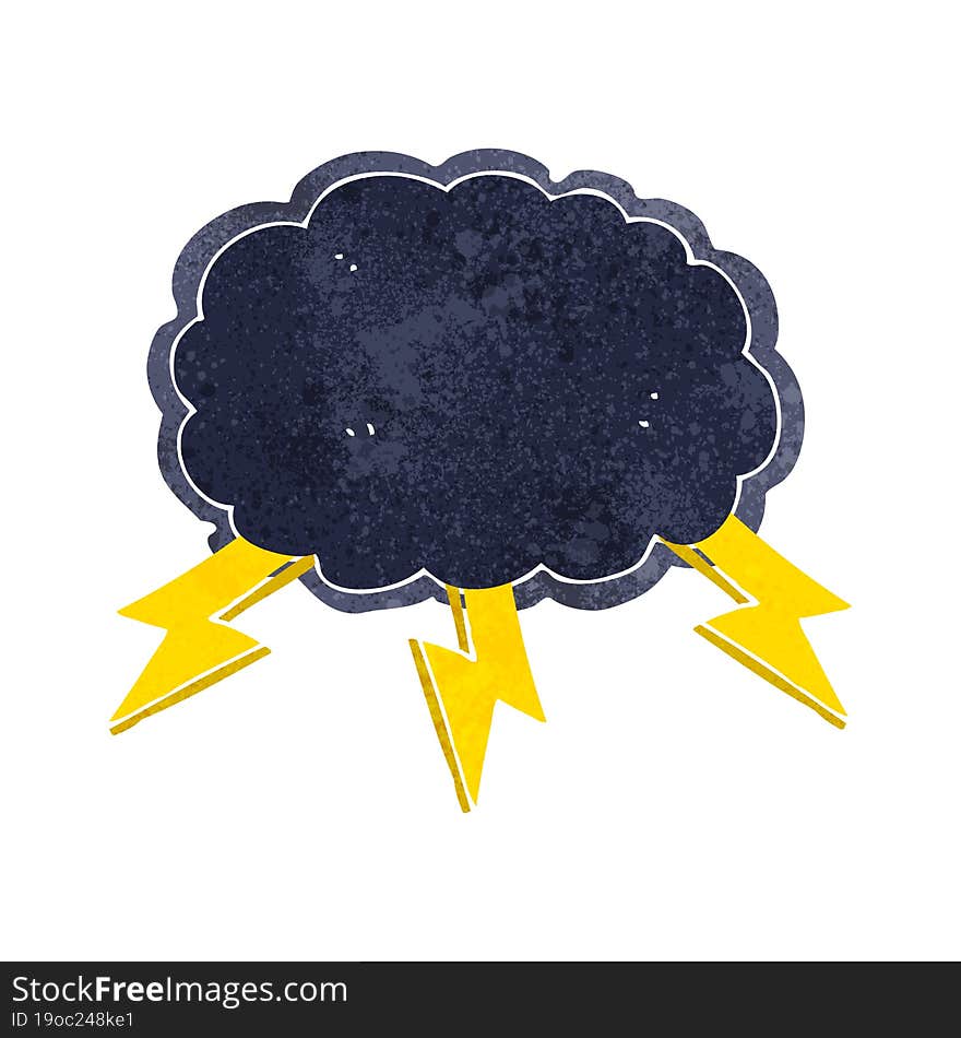 cartoon cloud and lightning bolt symbol