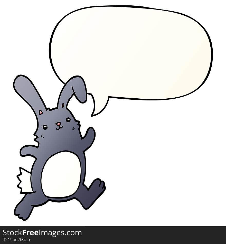 cartoon rabbit running with speech bubble in smooth gradient style