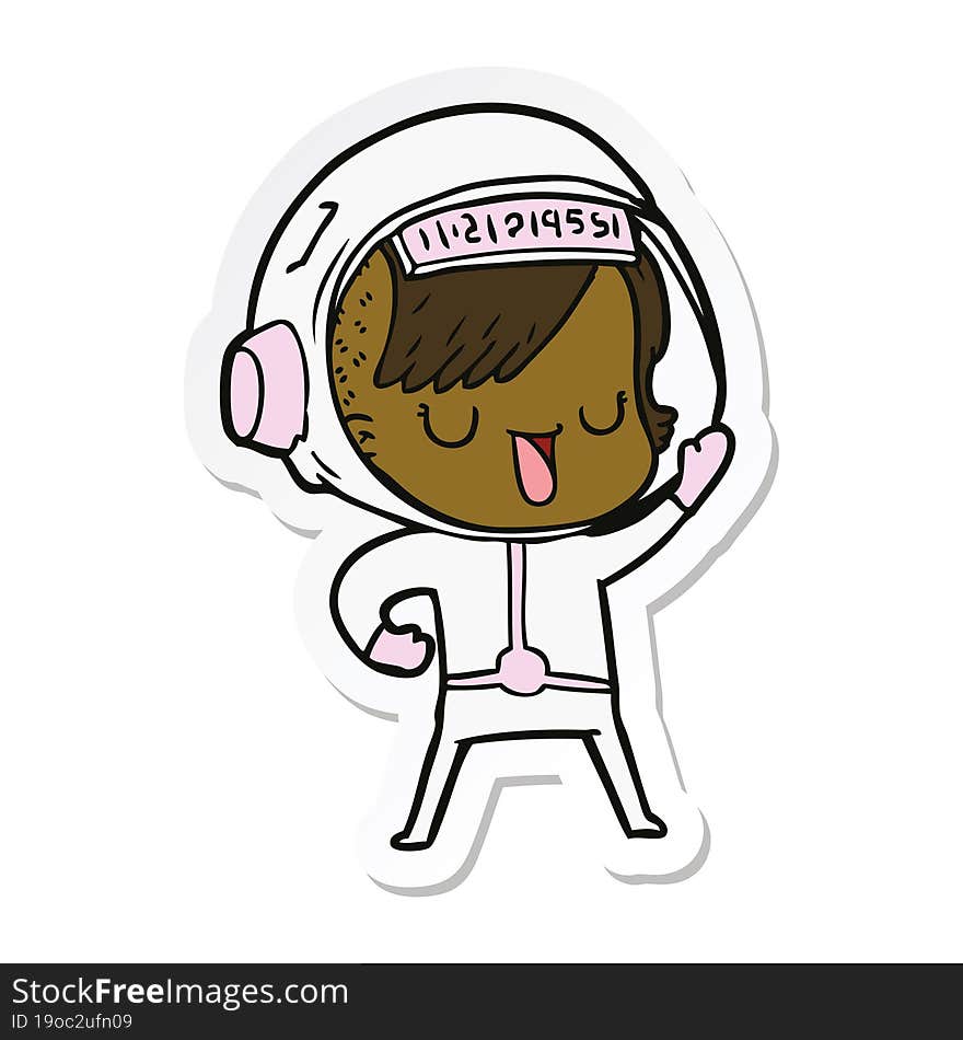 sticker of a cartoon astronaut woman