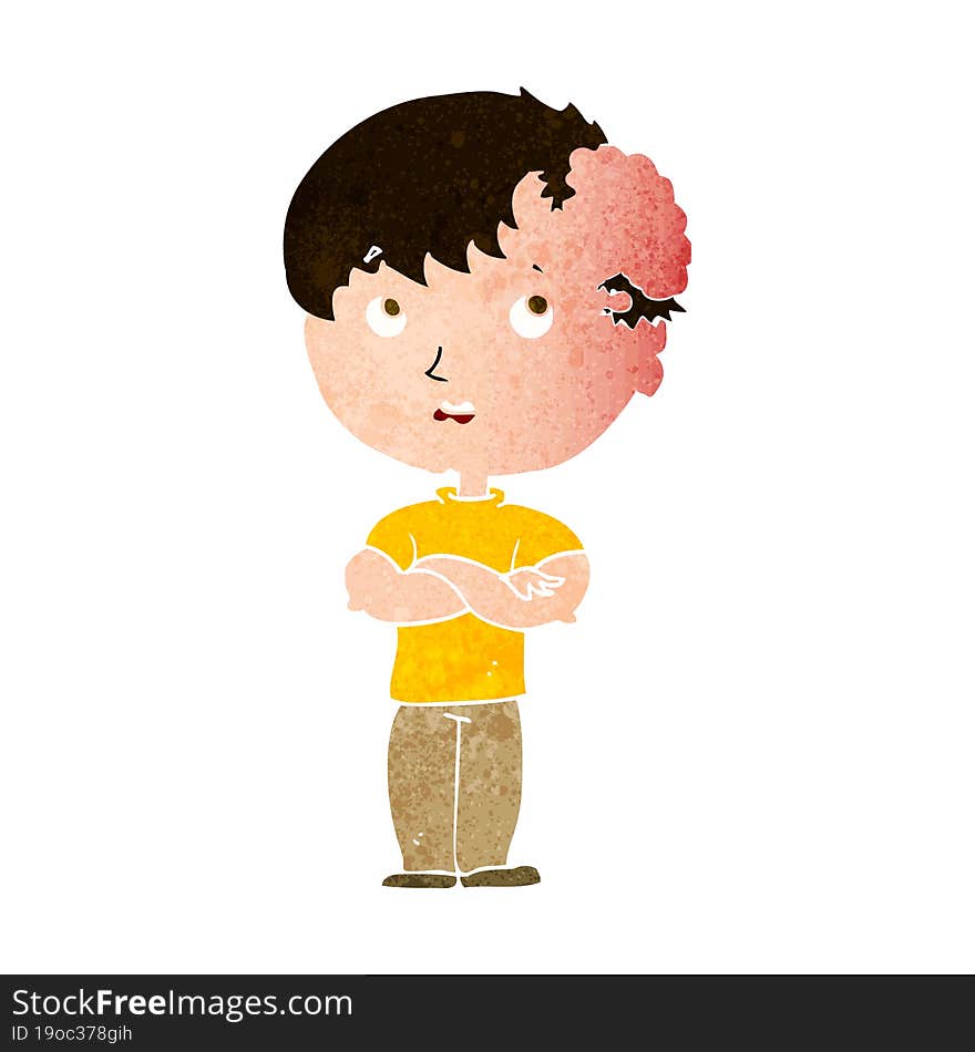 cartoon boy with growth on head