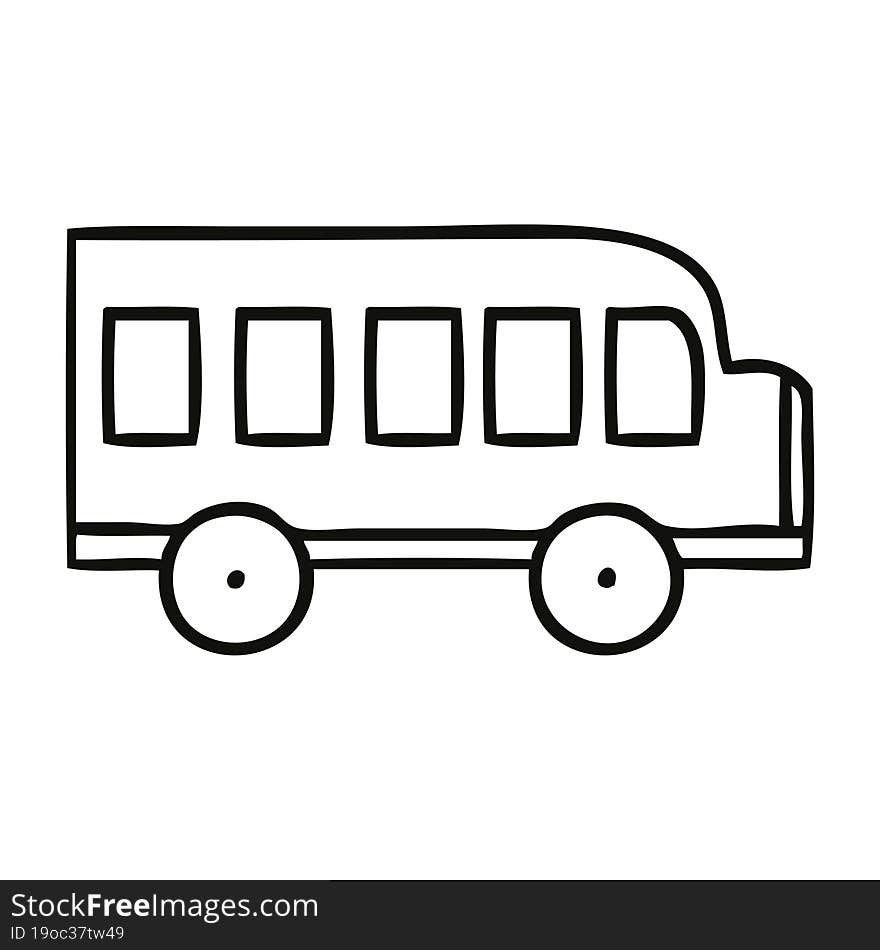 line drawing cartoon of a school bus