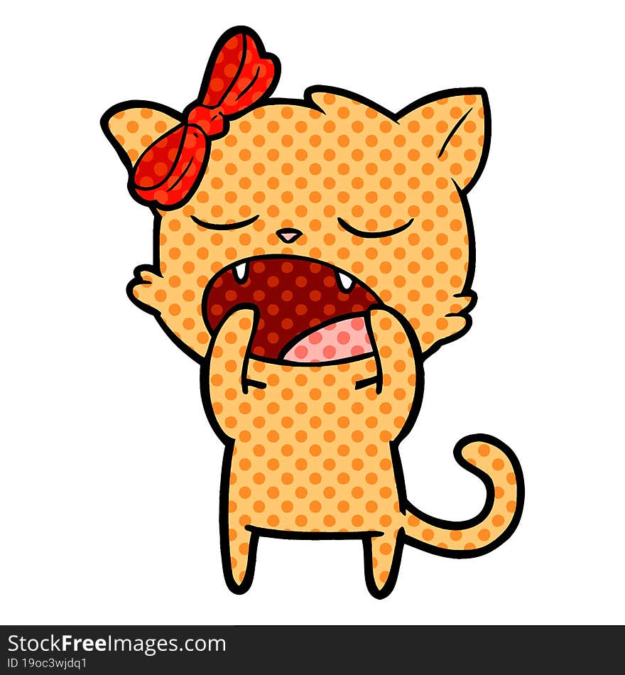 cartoon yawning cat. cartoon yawning cat