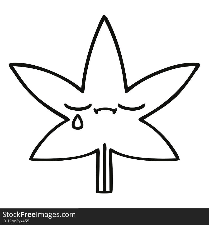 line drawing cartoon marijuana leaf