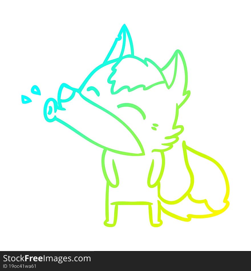 cold gradient line drawing howling wolf cartoon