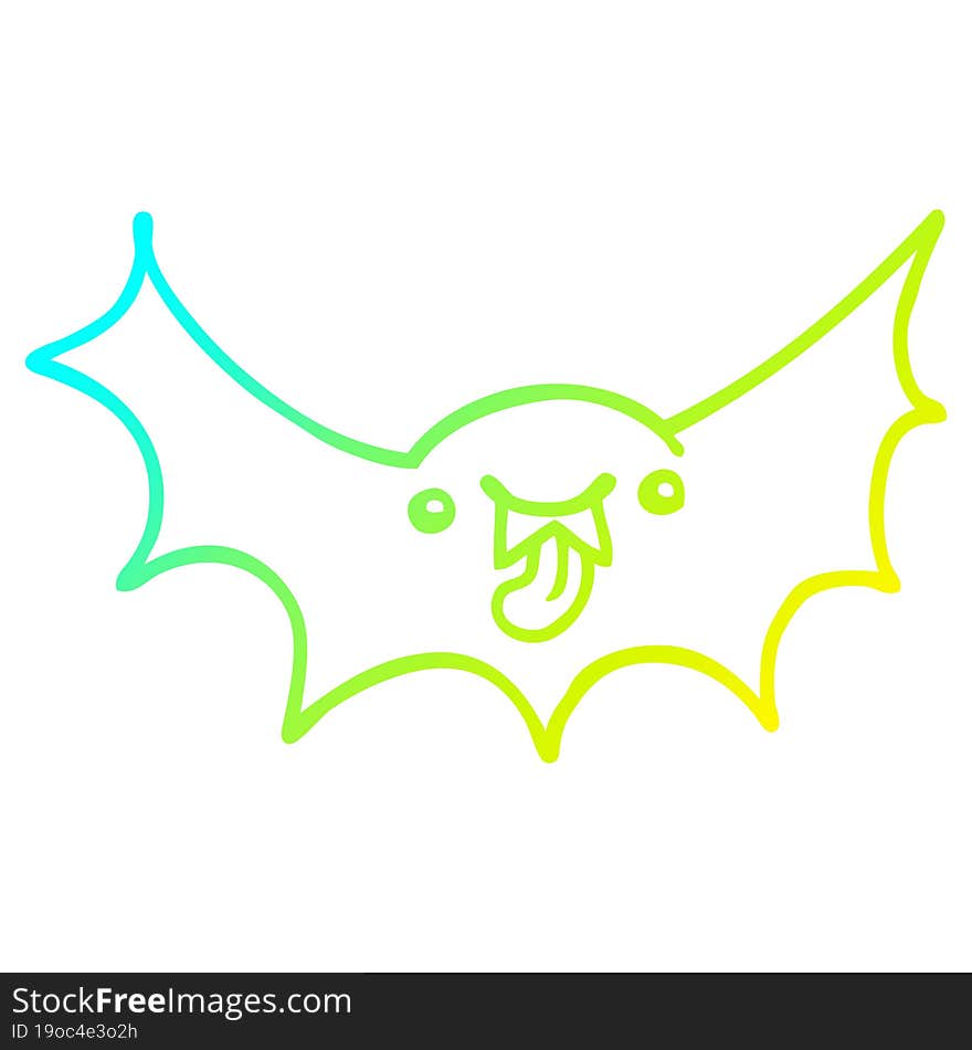 cold gradient line drawing cartoon vampire bat