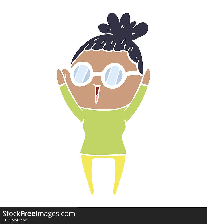 flat color style cartoon woman wearing spectacles