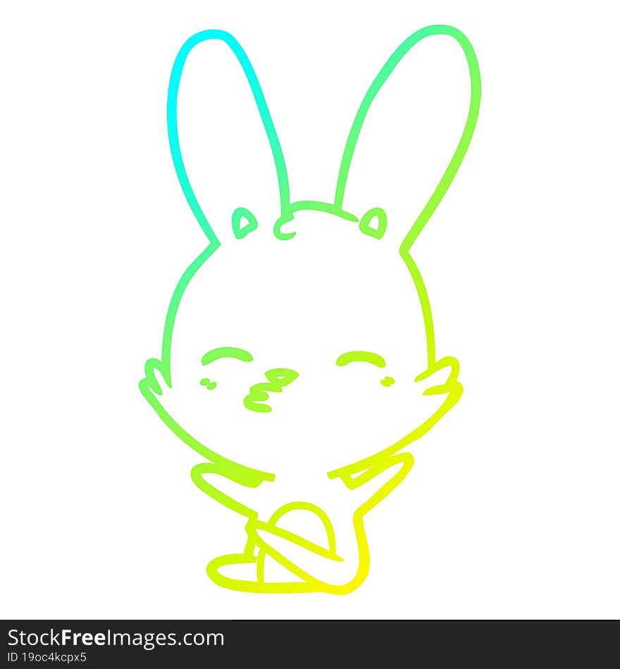 cold gradient line drawing of a curious bunny cartoon