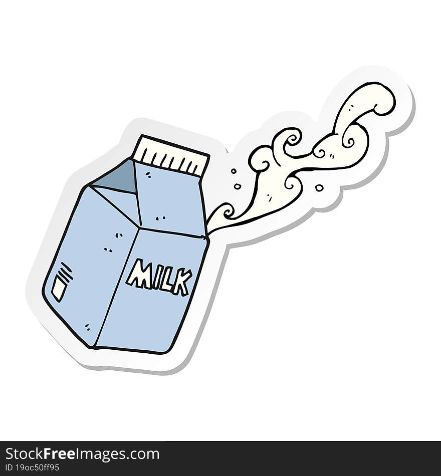 Sticker Of A Cartoon Milk Carton