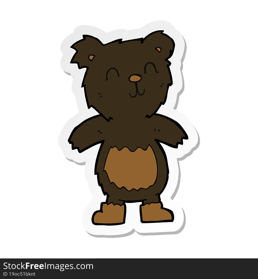 Sticker Of A Cartoon Teddy Black Bear