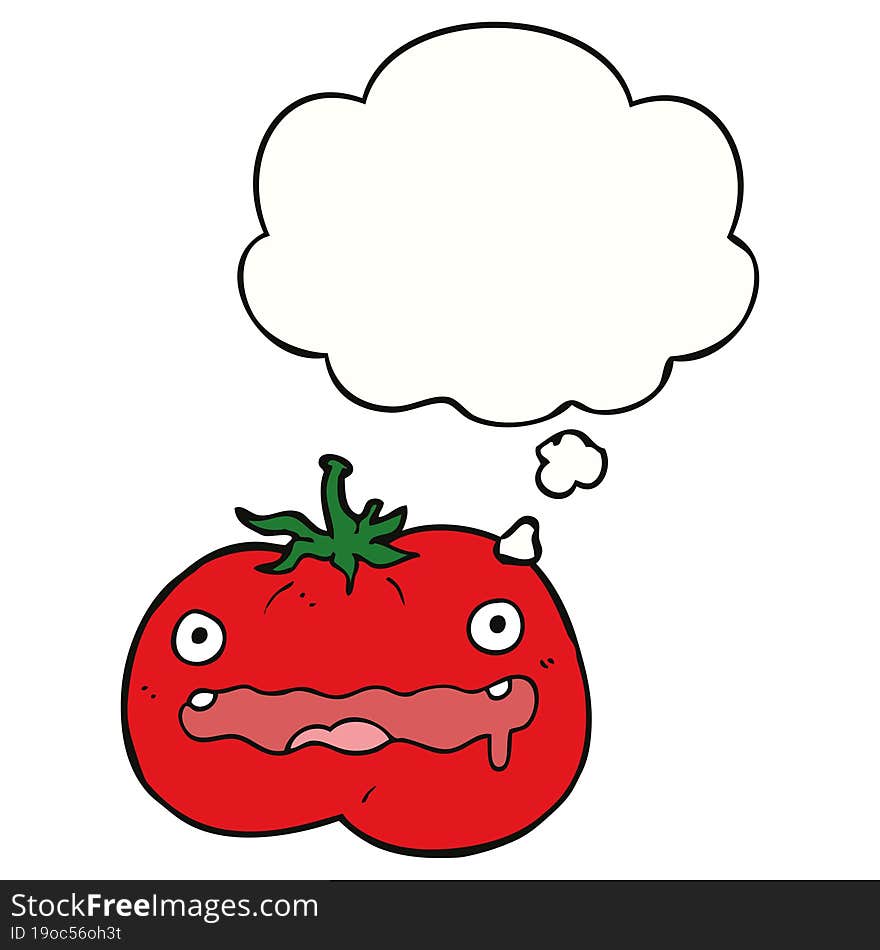 cartoon tomato and thought bubble