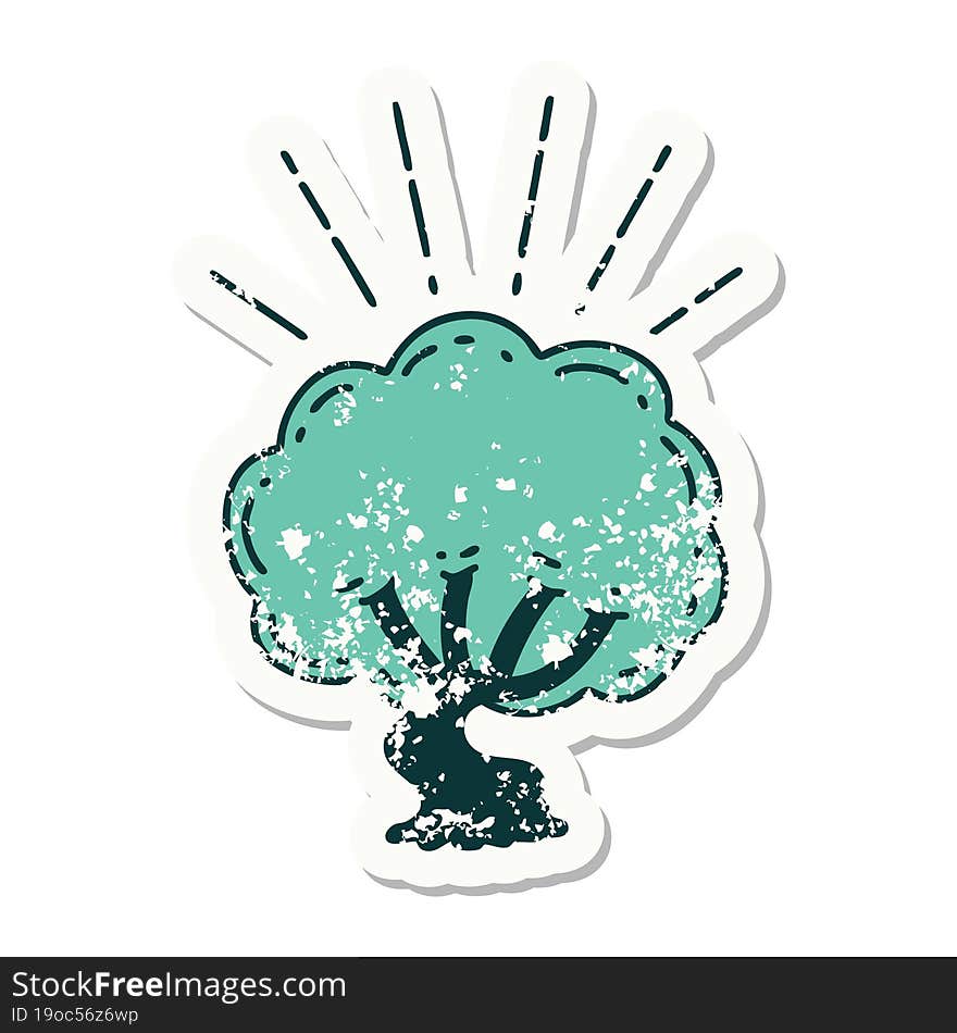 grunge sticker of tattoo style tree