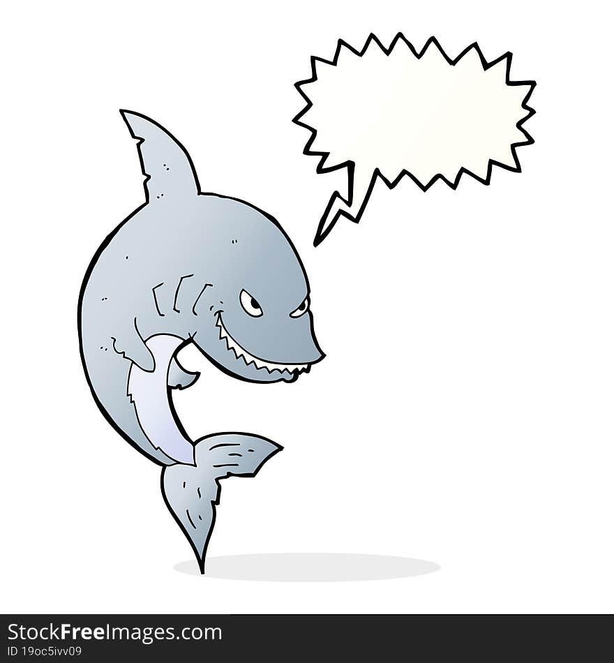 Funny Cartoon Shark With Speech Bubble