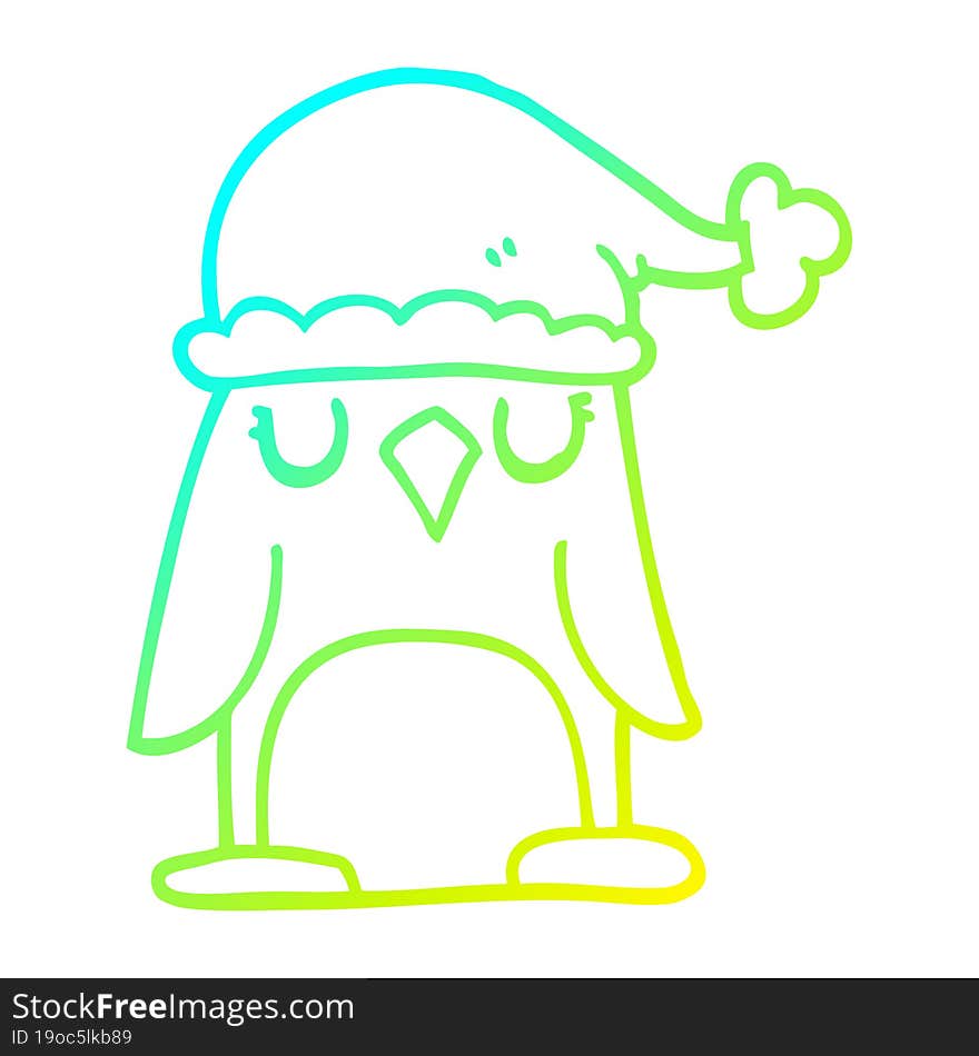 cold gradient line drawing cartoon christmas penguin