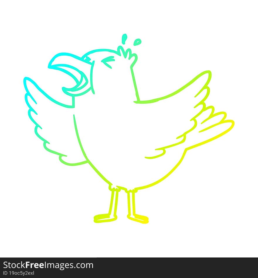 cold gradient line drawing cartoon bird squawking