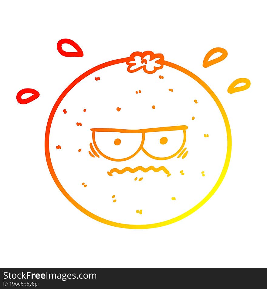 warm gradient line drawing cartoon angry orange