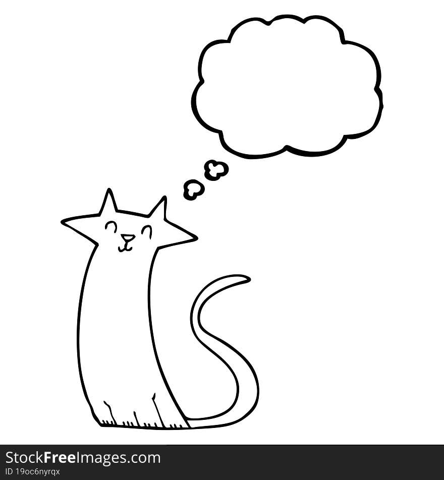 freehand drawn thought bubble cartoon cat