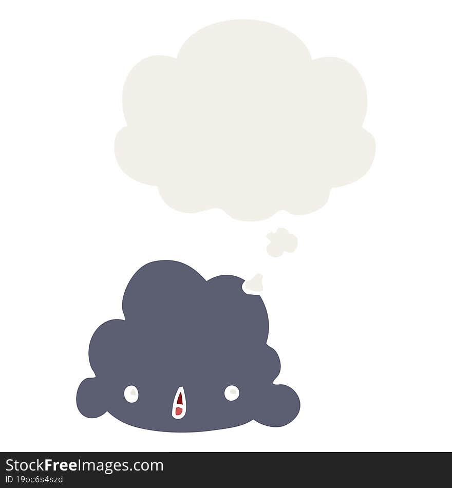 cartoon cloud and thought bubble in retro style