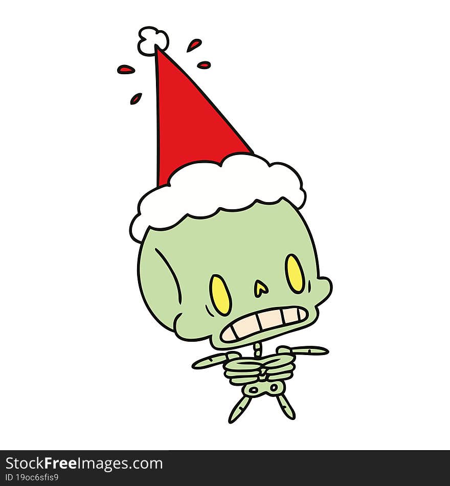 christmas cartoon of kawaii skeleton