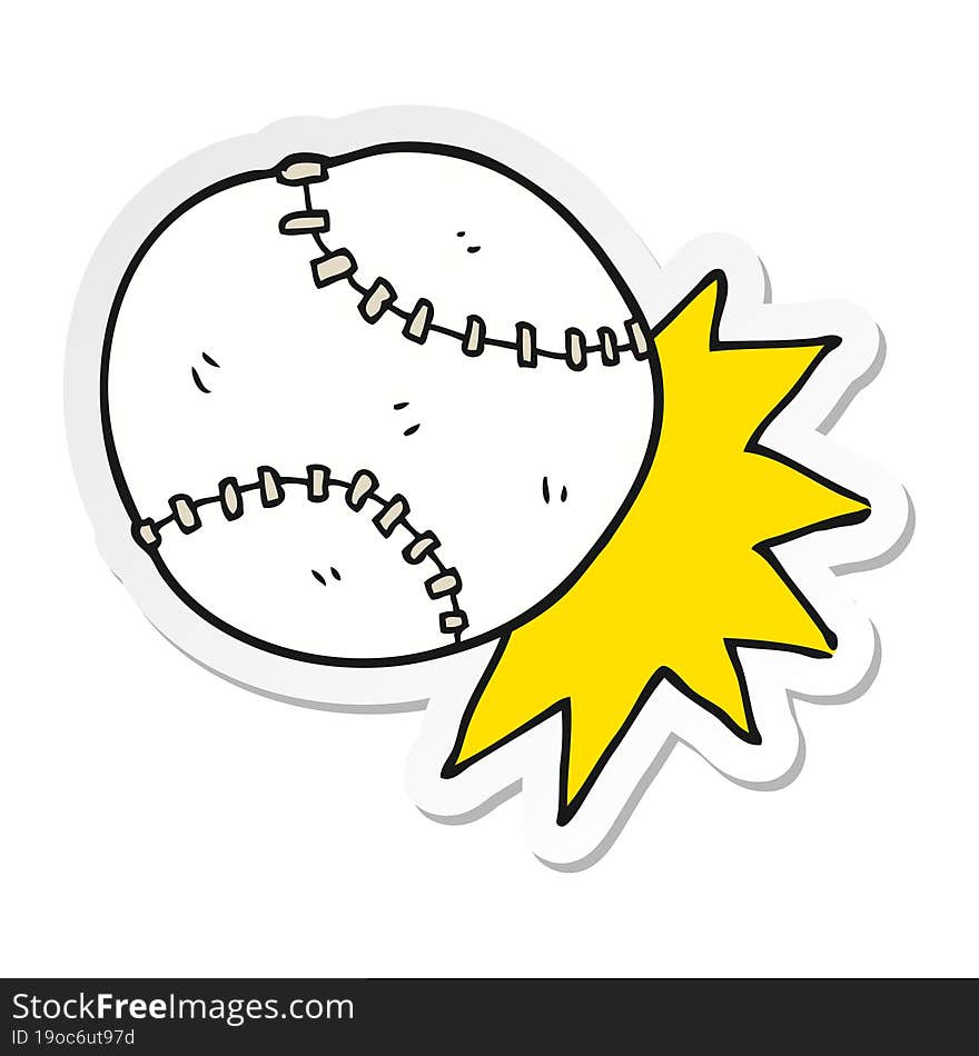 sticker of a cartoon baseball ball