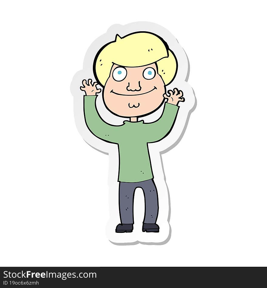 Sticker Of A Cartoon Happy Boy