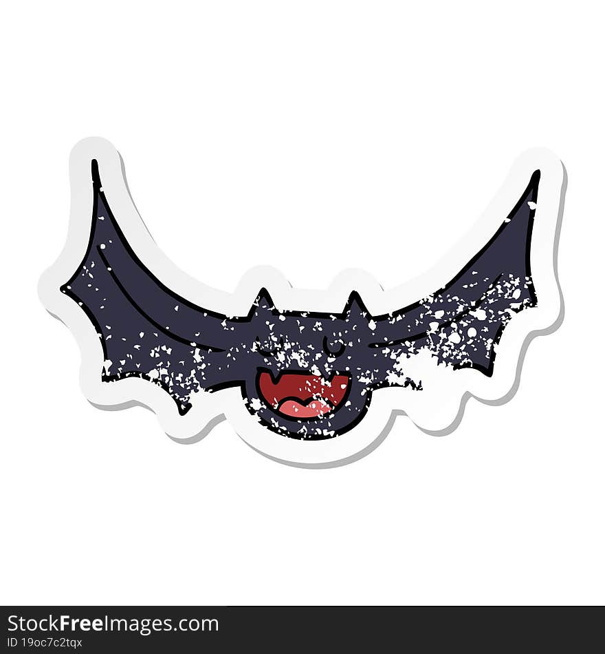 distressed sticker of a cartoon bat