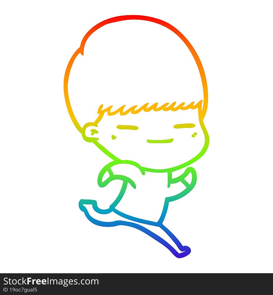 rainbow gradient line drawing cartoon smug boy