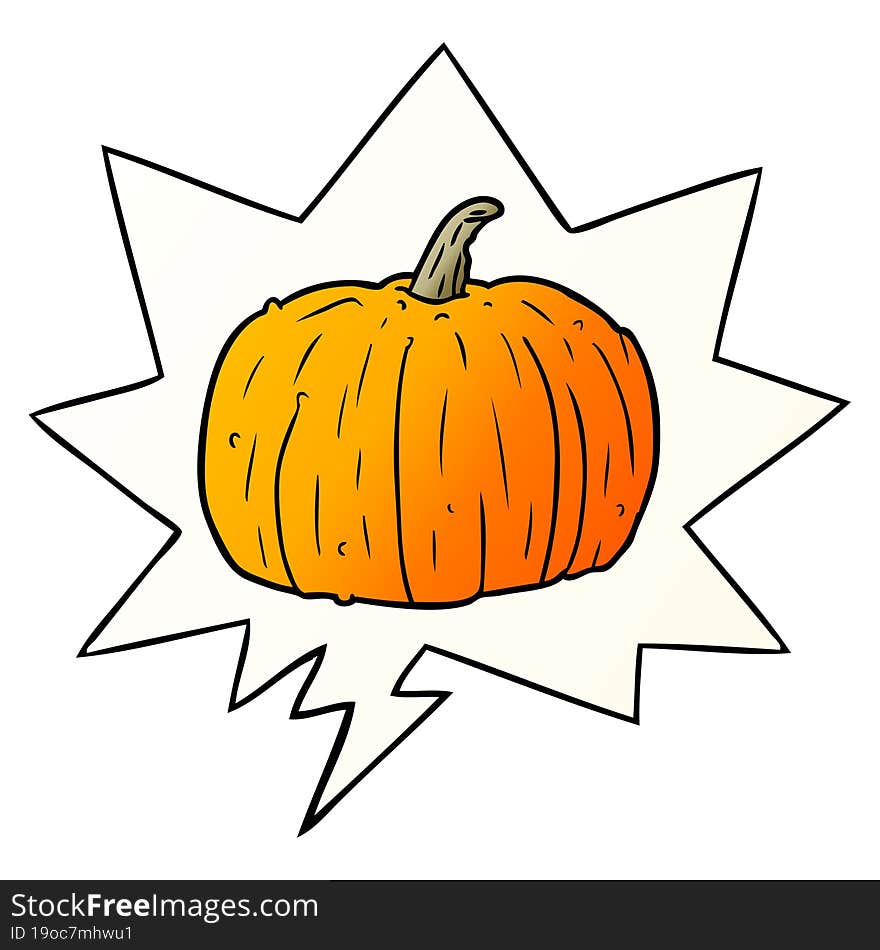 Cartoon Halloween Pumpkin And Speech Bubble In Smooth Gradient Style