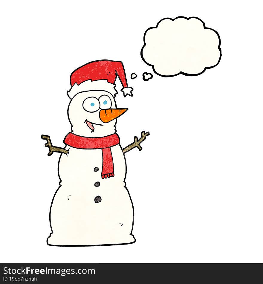 Thought Bubble Textured Cartoon Snowman