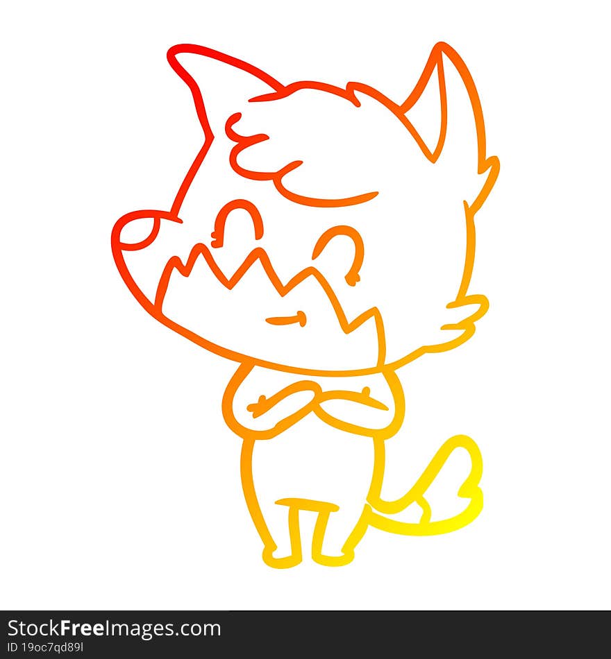 warm gradient line drawing cartoon friendly fox