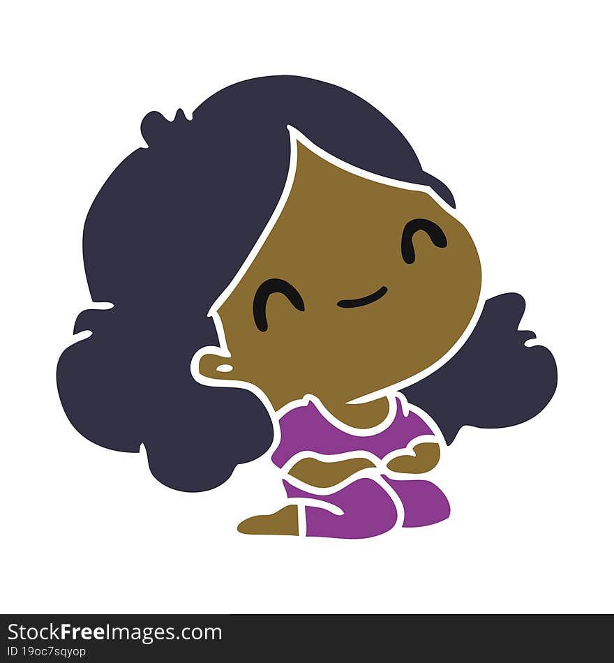 cartoon illustration of a cute kawaii girl. cartoon illustration of a cute kawaii girl