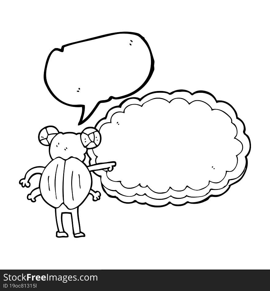 Speech Bubble Cartoon Pointing Insect