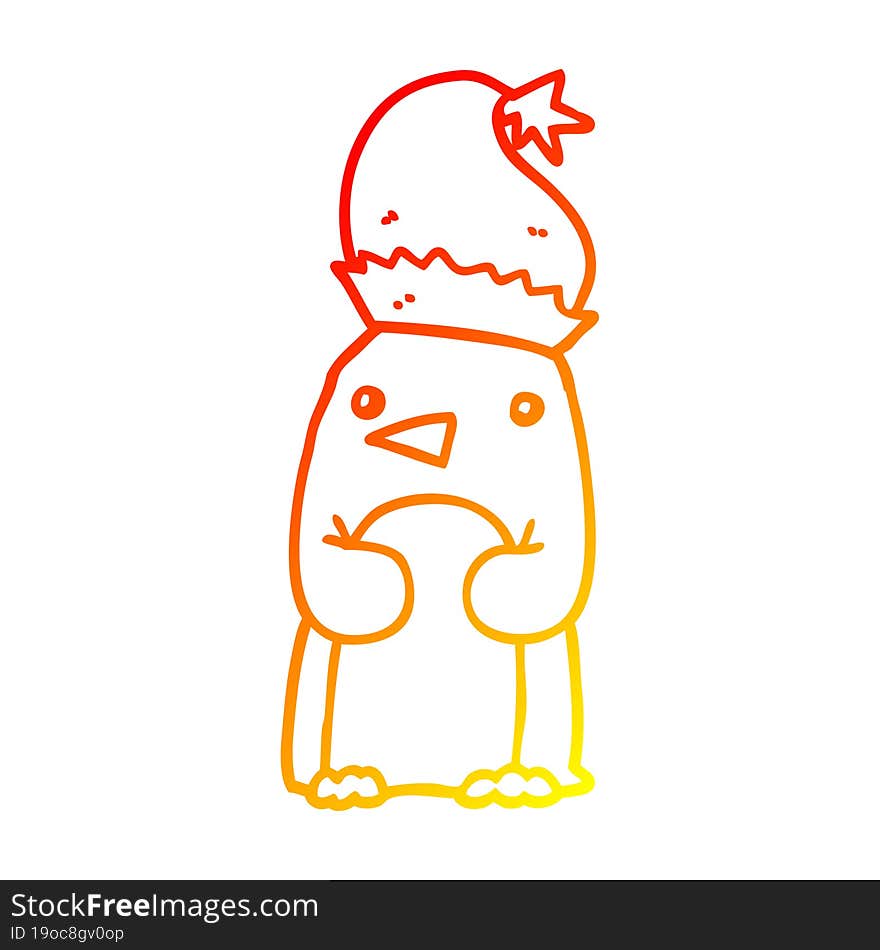 warm gradient line drawing cute christmas penguin