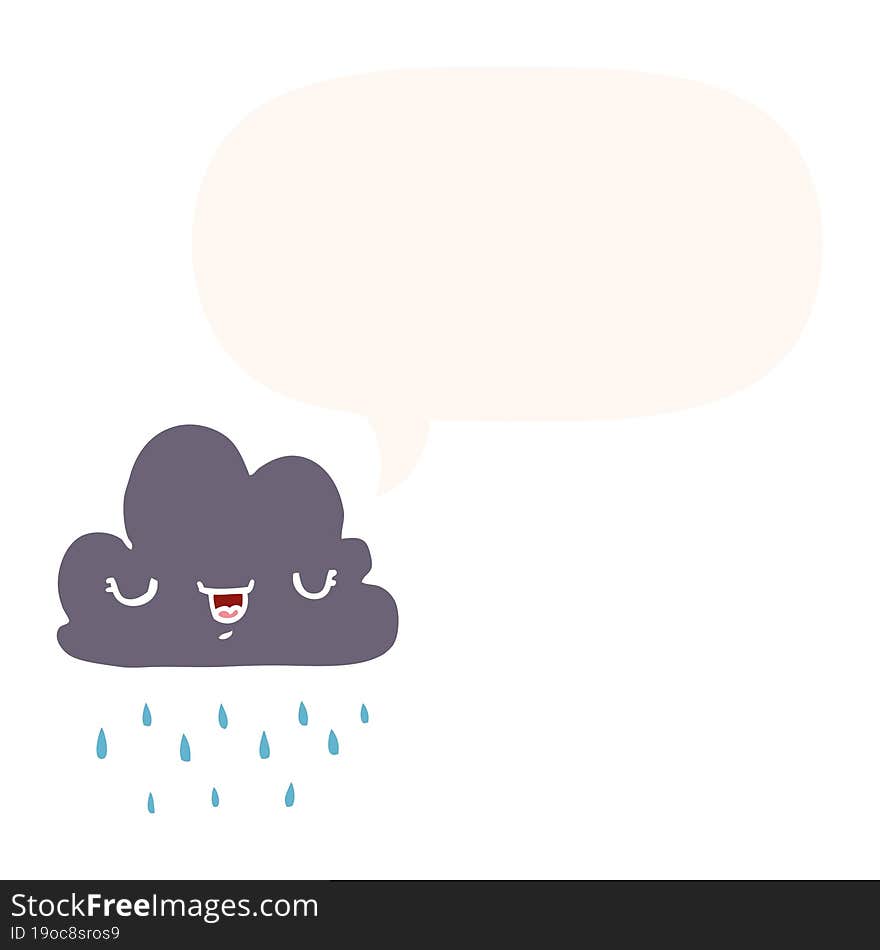 cartoon storm cloud and speech bubble in retro style