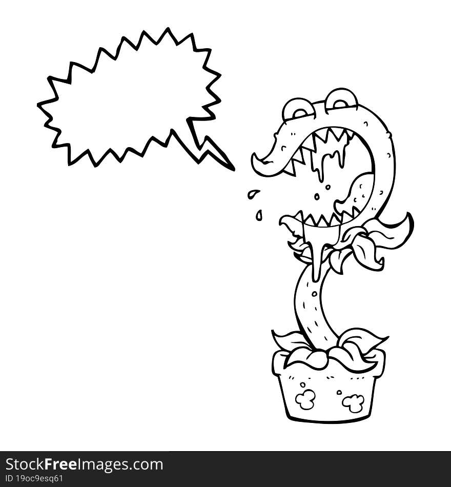 freehand drawn speech bubble cartoon carnivorous plant