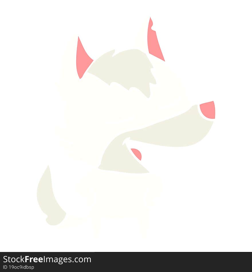 Flat Color Style Cartoon Wolf Laughing