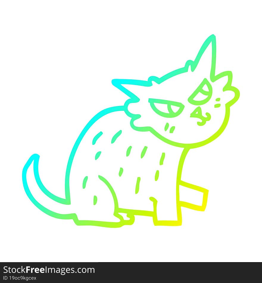 cold gradient line drawing cartoon ginger cat