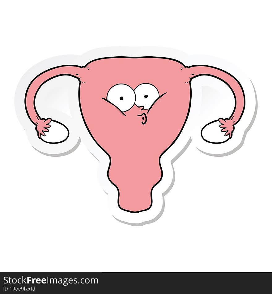 sticker of a cartoon uterus