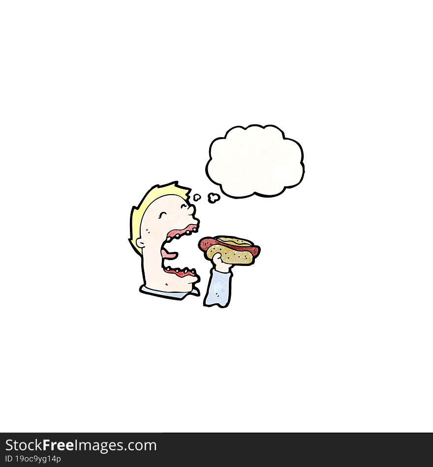 cartoon greedy man eating junk food