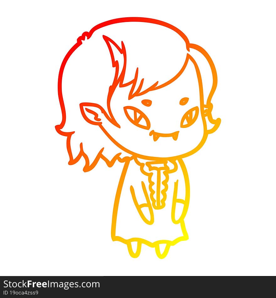 warm gradient line drawing cartoon friendly vampire girl