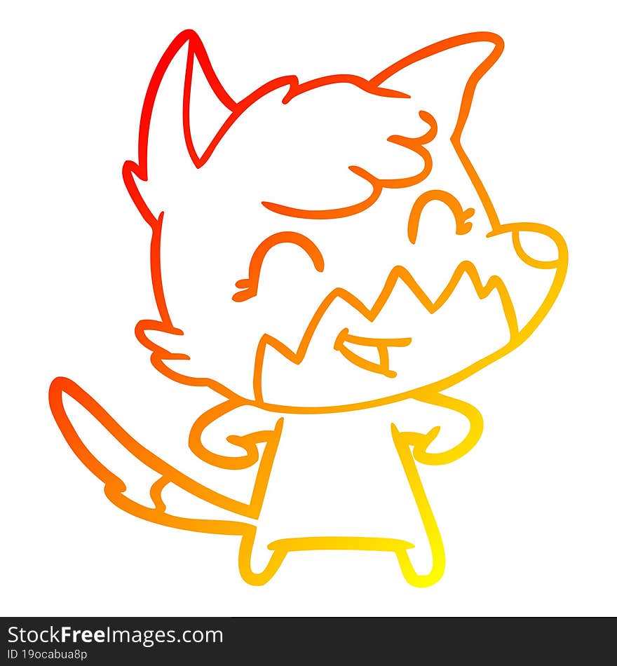 warm gradient line drawing happy cartoon fox