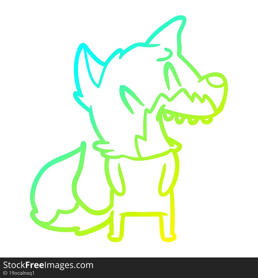 cold gradient line drawing laughing fox cartoon