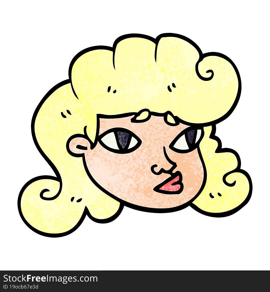 Cartoon Doodle Blond Girls Face