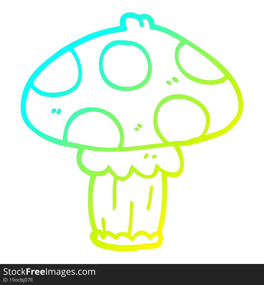 cold gradient line drawing of a cartoon toadstool