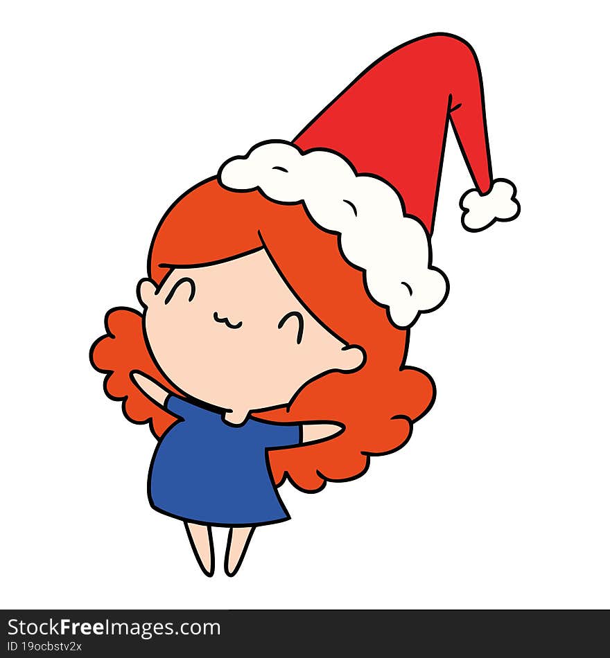 christmas cartoon of kawaii girl