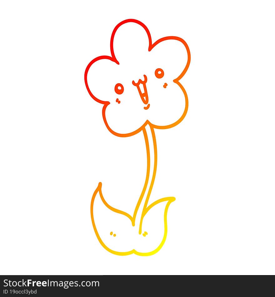 Warm Gradient Line Drawing Cartoon Flower