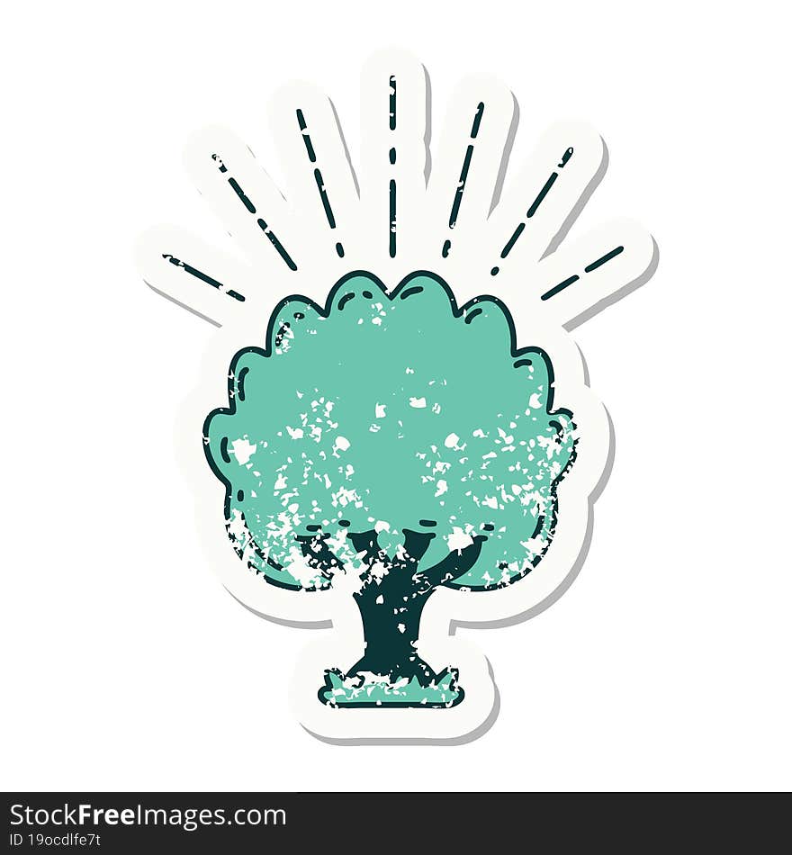 Grunge Sticker Of Tattoo Style Tree