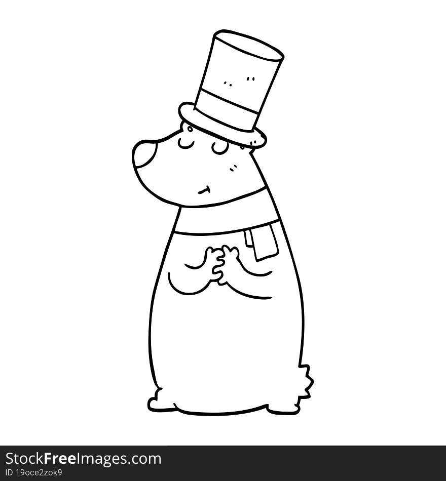 cartoon bear in top hat