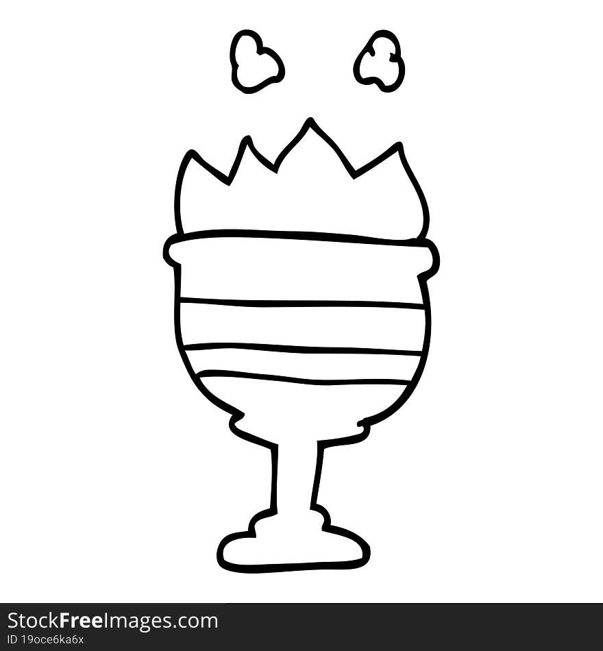 Line Drawing Cartoon Flaming Goblet